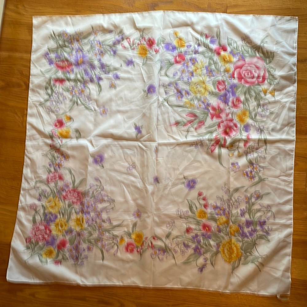 Vintage Avon Floral Square Scarf